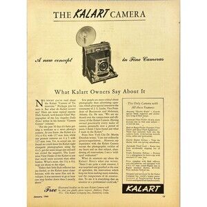 KALART Camera "A New Concept in Fine Cameras" Vintage Print Ad 1949